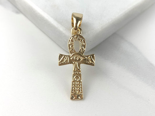 18K Gold Filled Talisman Ankh Cross Pendant
