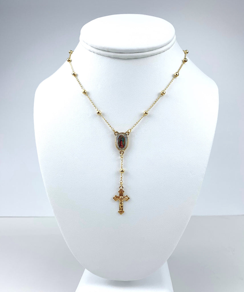 18k Gold Filled Divine Child or Guadalupe Virgin Rosary
