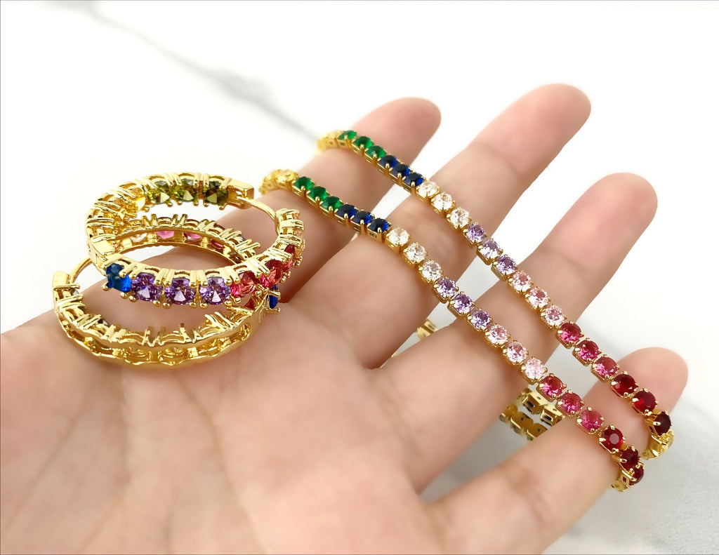18k Gold Filled Rainbow Cubic Zirconia Earrings