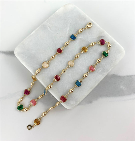 18k Gold Filled Beaded Colorful Sparkle Apple Necklace