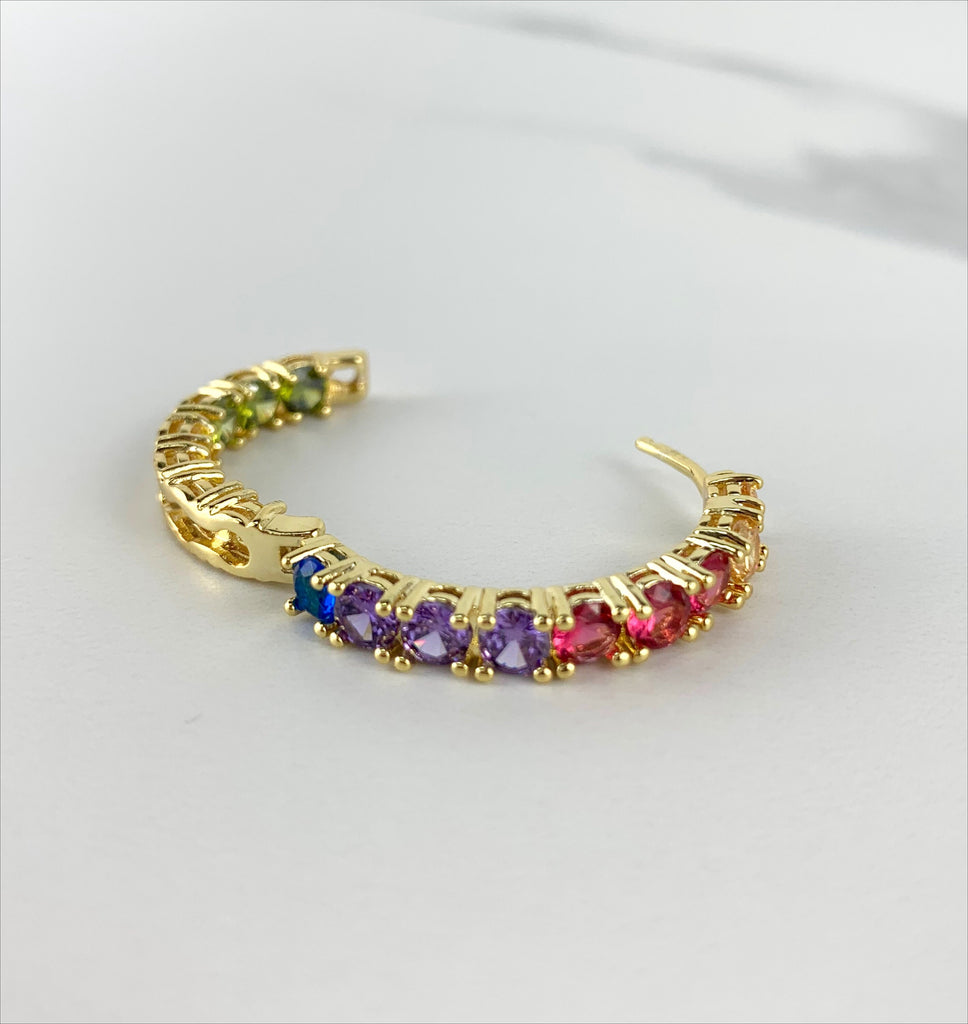 18k Gold Filled Rainbow Cubic Zirconia Earrings