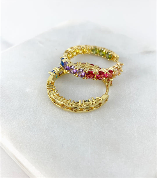 18k Gold Filled Rainbow Cubic Zirconia Earrings