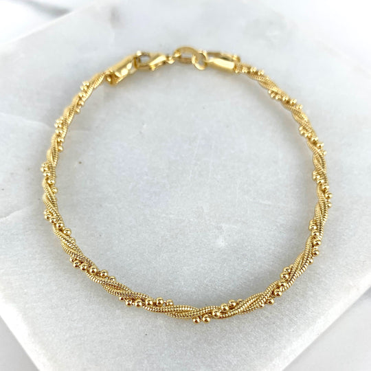 18k Gold Filled Twisting Tiny Beads Bracelet