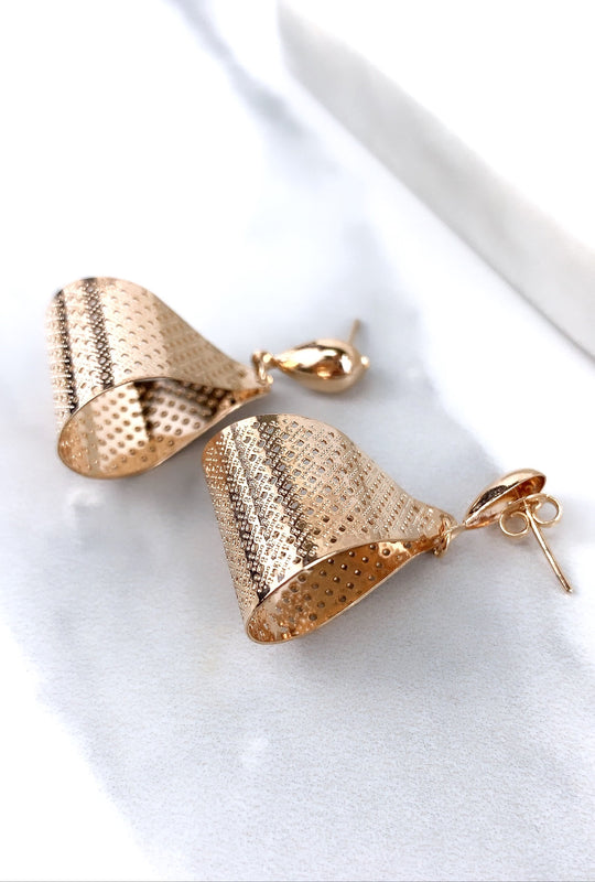 18k Rose Gold Filled Hanging Teardrop Earrings