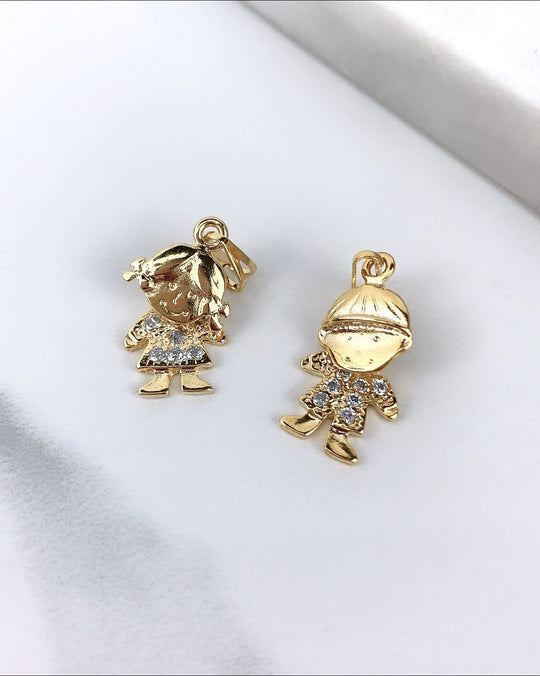 18k Gold Filled with Cubic Zirconia Moving Head Boy or Girl  Pendant
