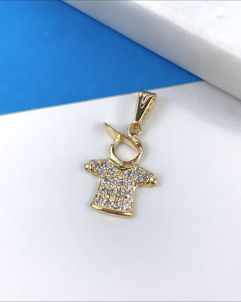 18k Gold Filled with Cubic Zirconia Boy Pendants
