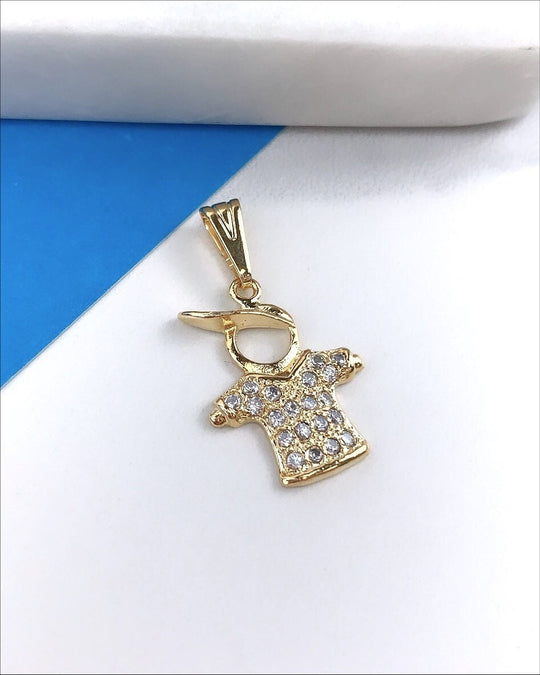 18k Gold Filled with Cubic Zirconia Boy Pendants