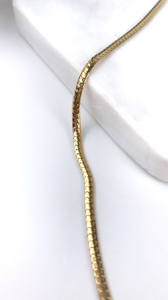 18k Gold Filled Curve Snake Chain Jesus Cross Pendant