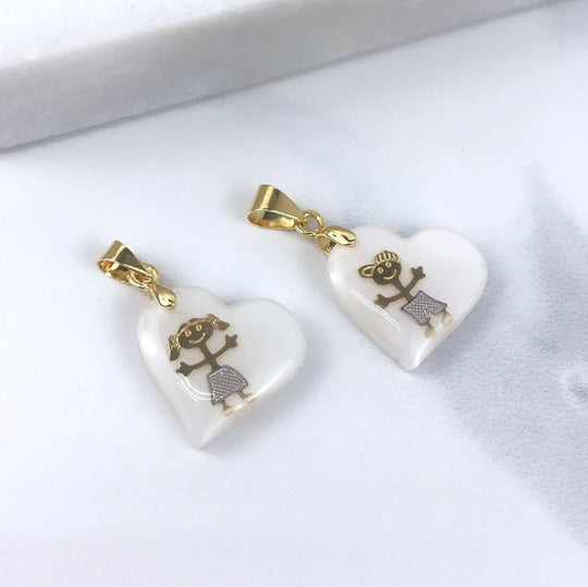 18k Gold Filled Paperclip Chain or Heart Boy or Girl Pendant