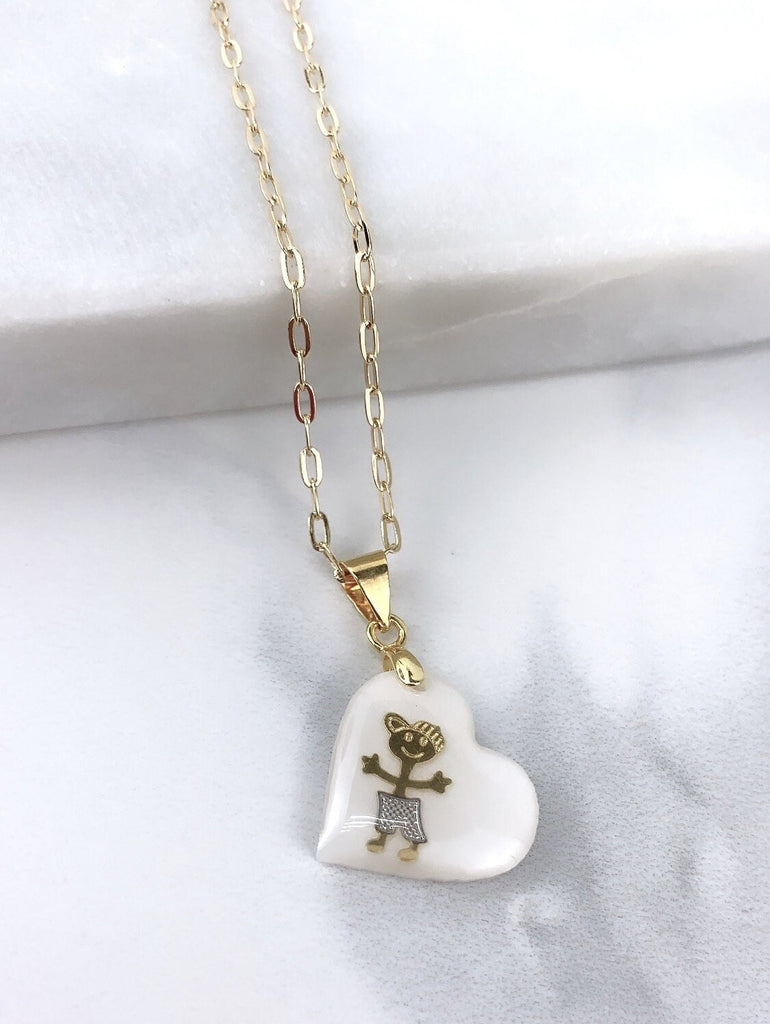 18k Gold Filled Paperclip Chain or Heart Boy or Girl Pendant