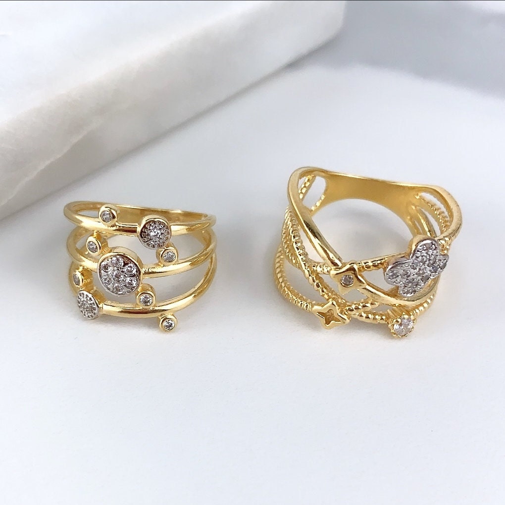 18k Gold Filled Micro Cubic Zirconia Two Tone Ring