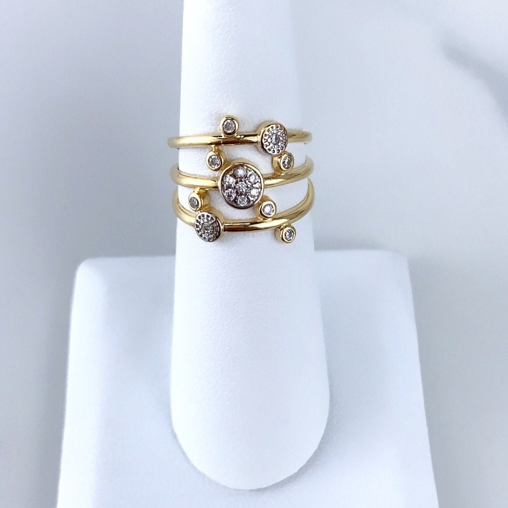 18k Gold Filled Micro Cubic Zirconia Two Tone Ring