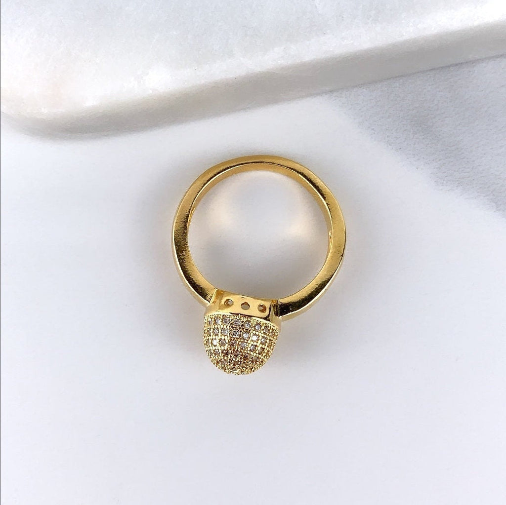 18k Gold Filled Micro Cubic Zirconia Dome Ring