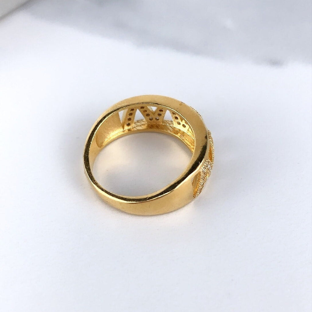 18k Gold Filled Micro Cubic Zirconia Zig Zag Ring