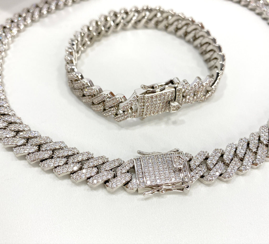 Silver Filled Iced CUBAN LINK Chain or Bracelet