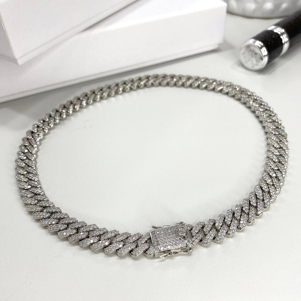 Silver Filled Iced CUBAN LINK Chain or Bracelet