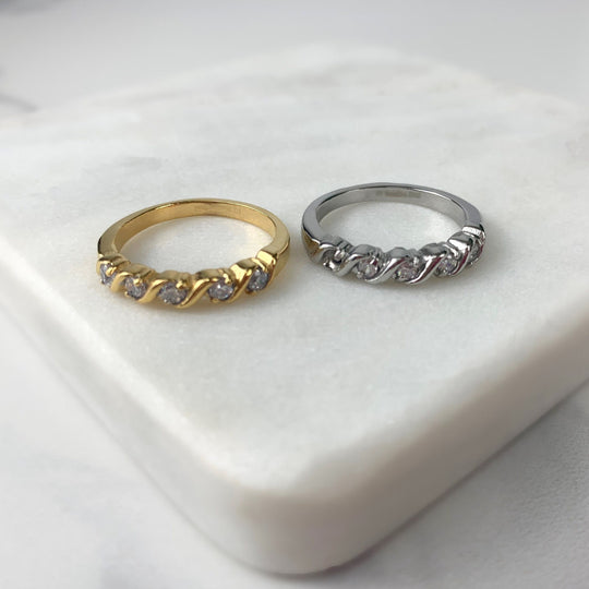 18k Gold Plated or Silver Plated Cubic Zirconia Weeding Band Ring