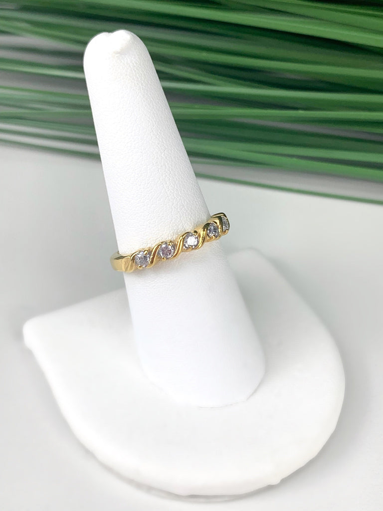 18k Gold Plated or Silver Plated Cubic Zirconia Weeding Band Ring
