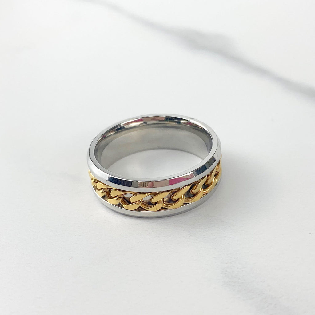 Gold Plated on Stainless Steel Two Tone Men's Ring