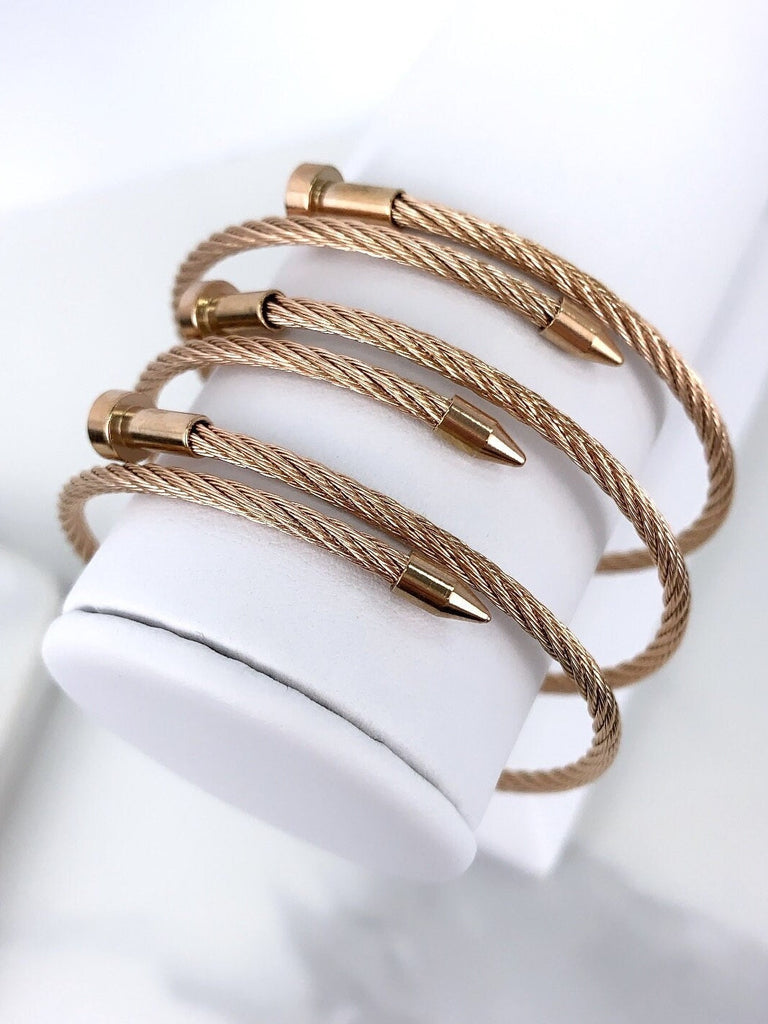 Rose Gold Filled Twisted Cable Bangle  Bracelet