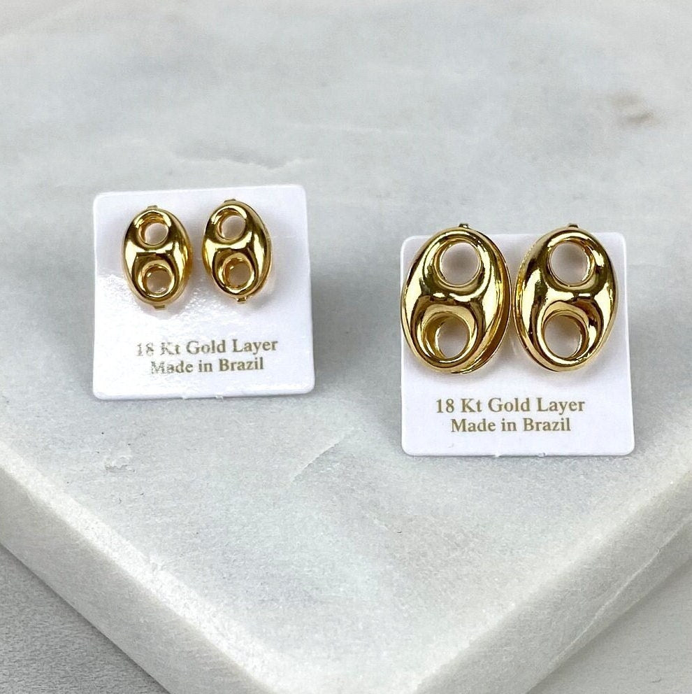 18k Gold Filled Two Sizes Mariner Stud Earrings