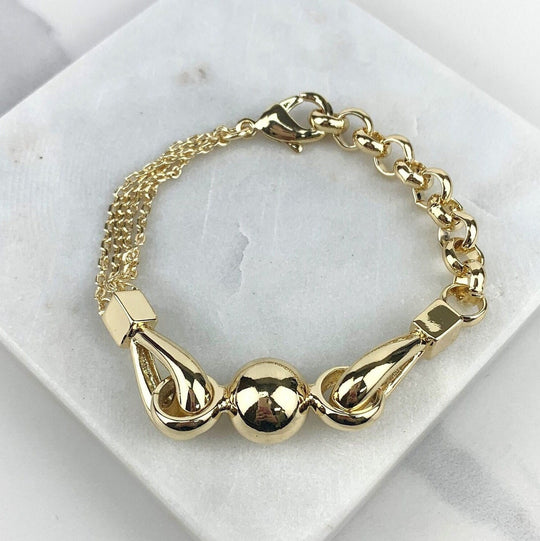 18k Gold Filled Rolo Link Big Ball Bracelet