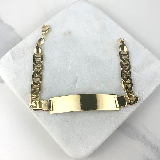 18k Gold Filled Anchor Mariner Link ID Bracelet