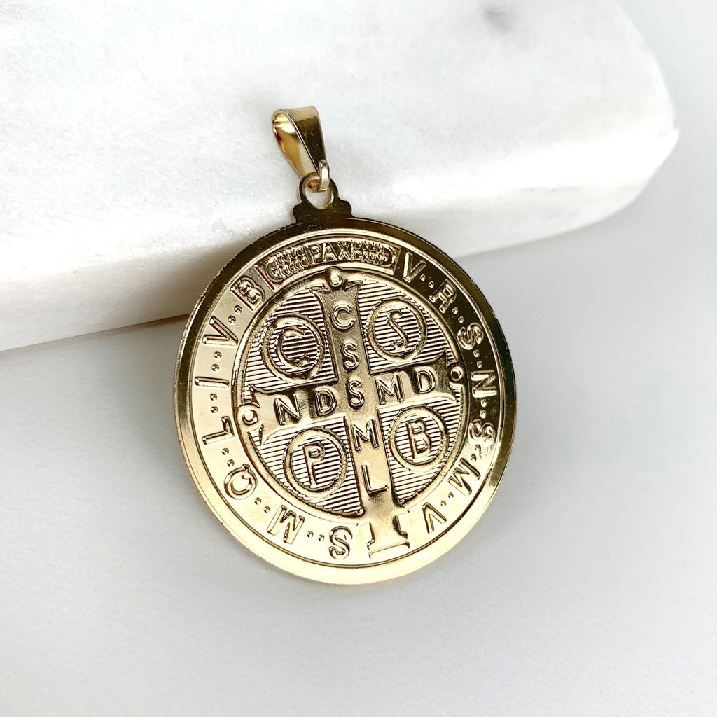 18k Gold Filled Double Sided San Benito, Saint Benedict, Coin Pendant