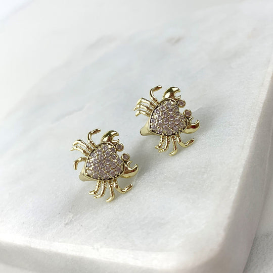 18k Gold Filled Micro Cubic Zirconia Crab Huggie Earrings