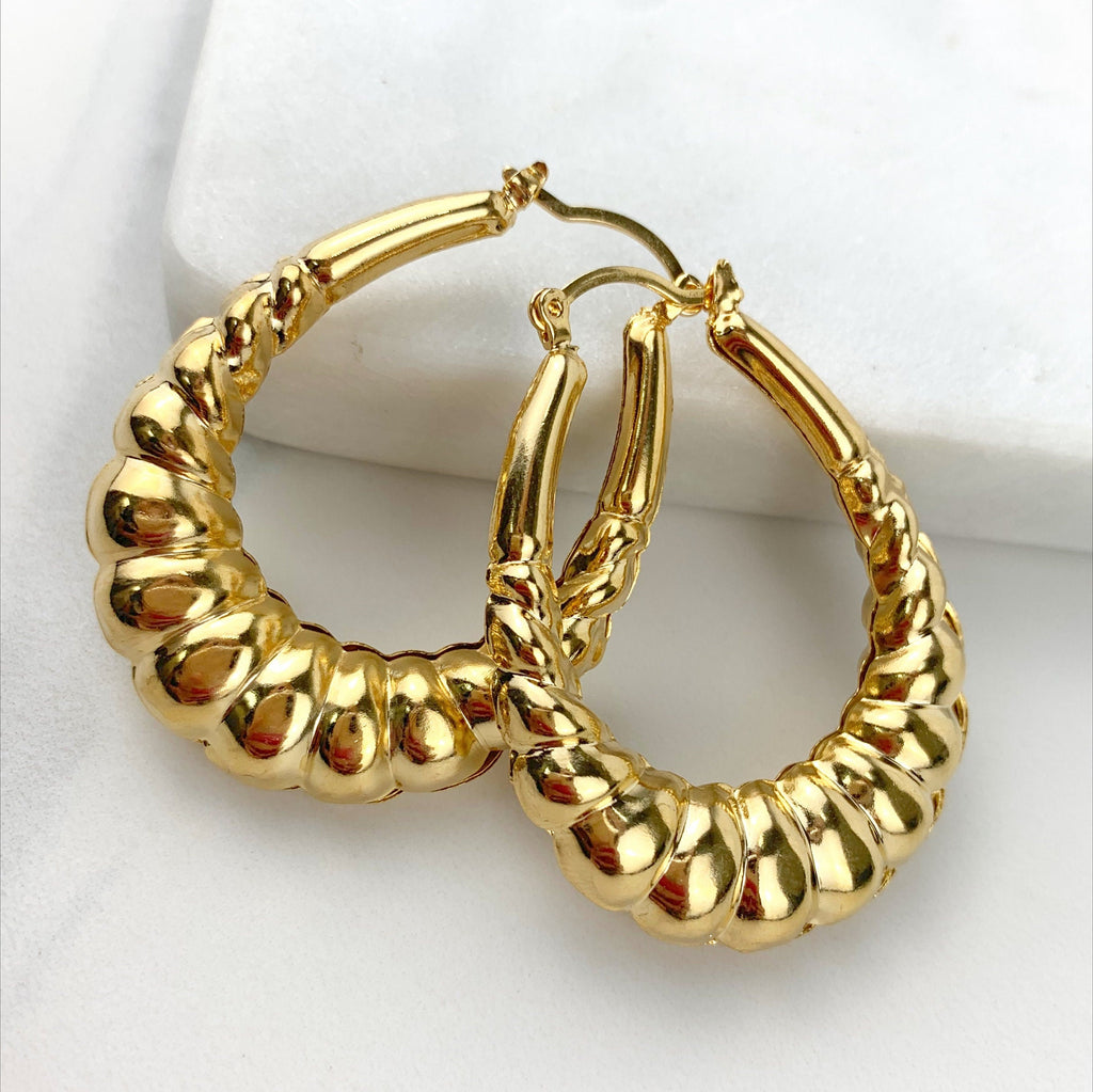 18k Gold Filled Shrimp Oval Hoop Earrings
