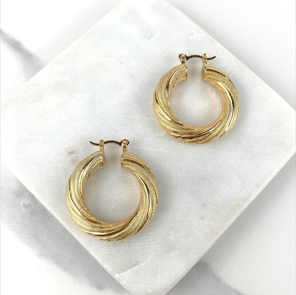 18k Gold Filled Twisted Donut Hoop Earrings