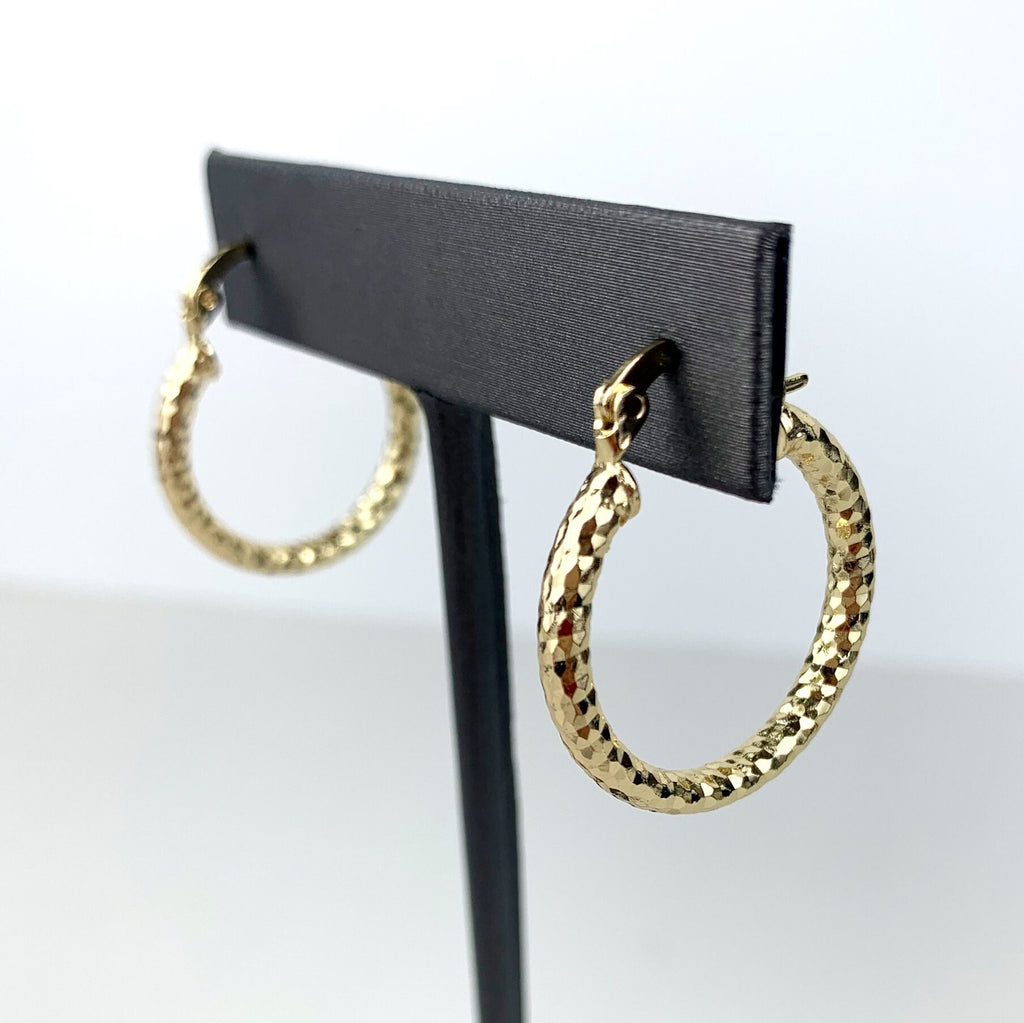 18k Gold Filled Texturized Hoops Earrings