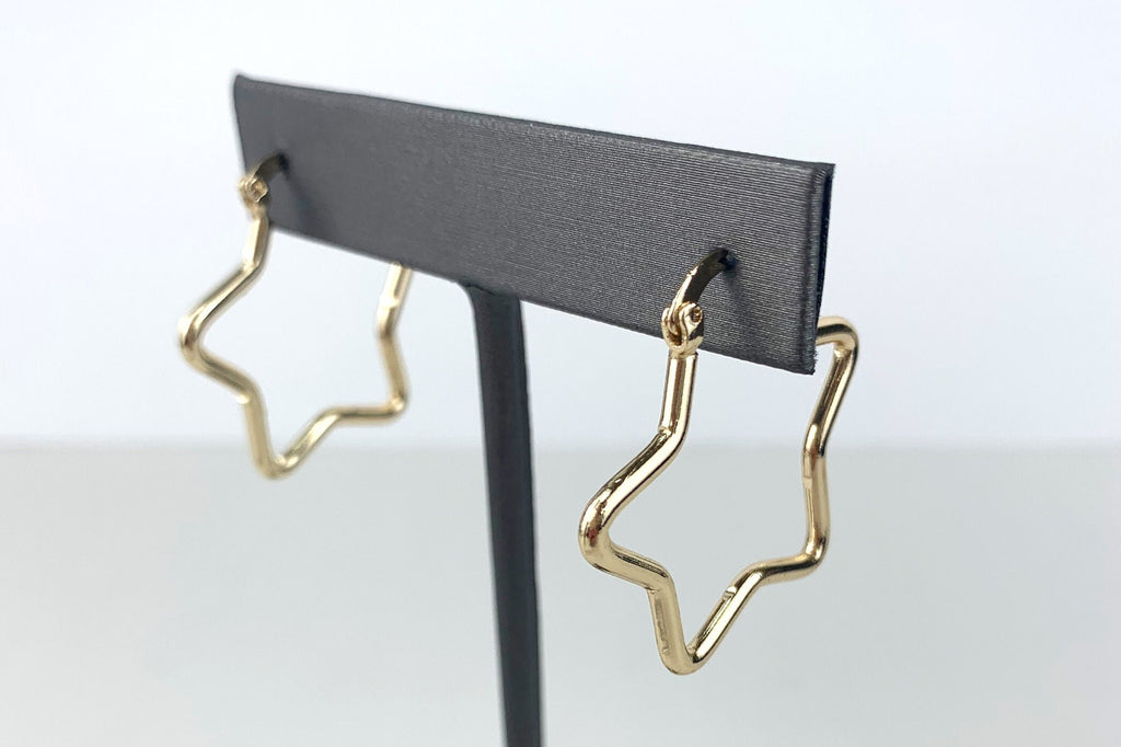 18k Gold Filled 33mm Cutout Star Design Earrings