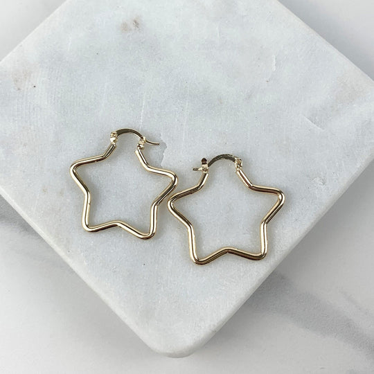 18k Gold Filled 33mm Cutout Star Design Earrings