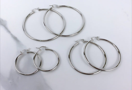 Silver Filled Three Sizes Hoop Earrings