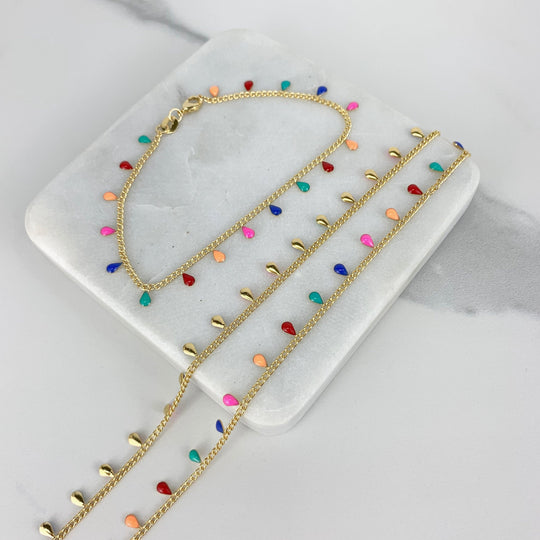 18k Gold Filled Teardrop Bracelet, Necklace or Anklet