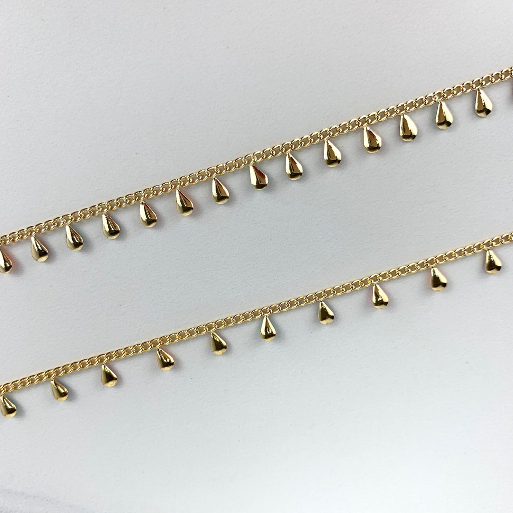 18k Gold Filled Teardrop Bracelet, Necklace or Anklet