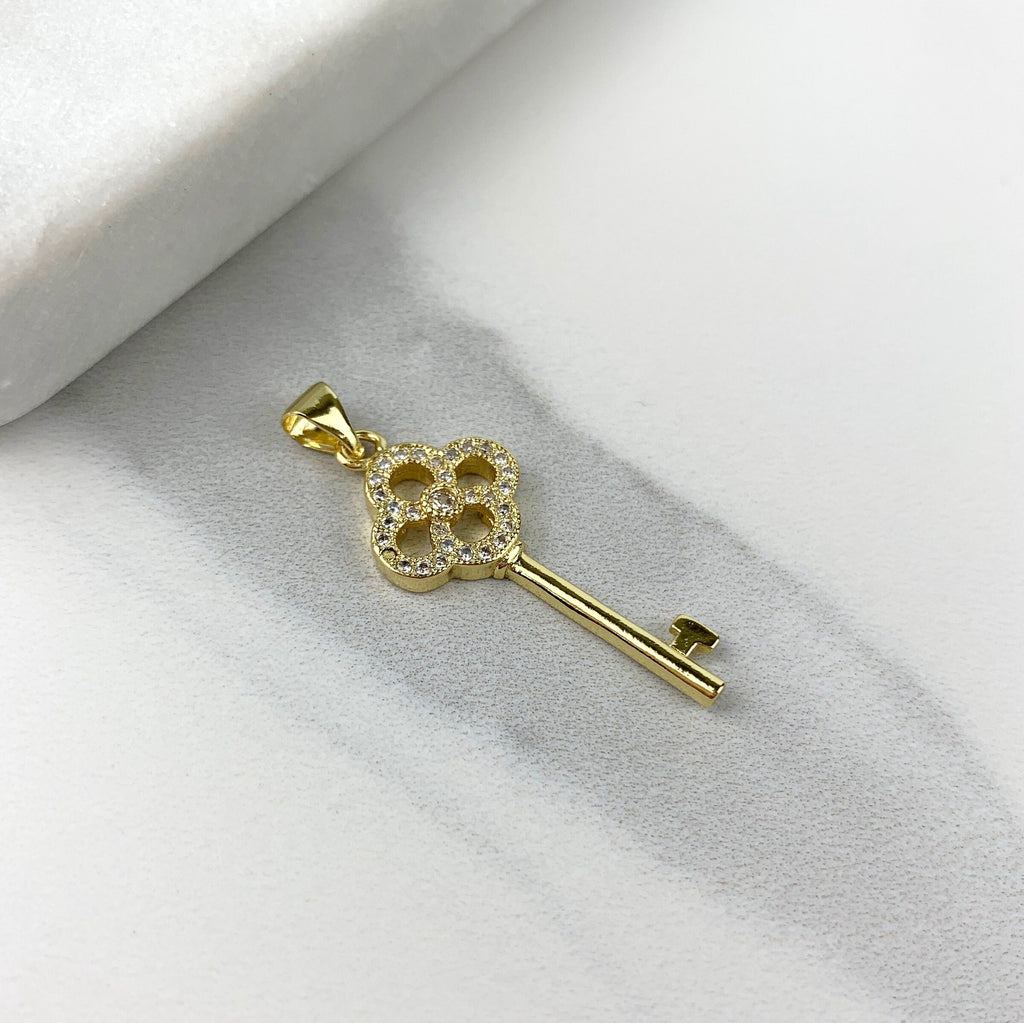 18k Gold Filled Oval or Clover Keys Pendants