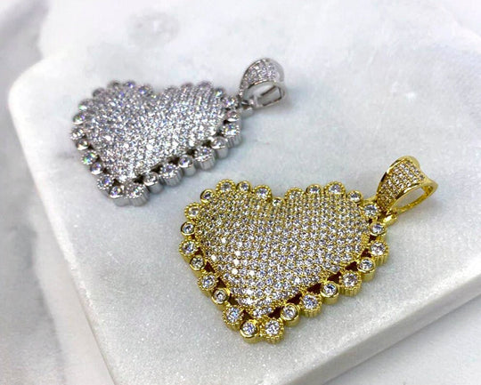 18k Gold Filled or Silver Filled CZ Heart Pendant