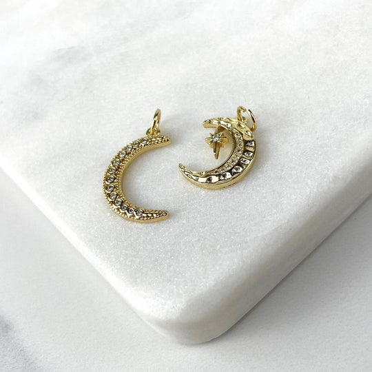 18k Gold Filled Moon or Moon with Star Charms