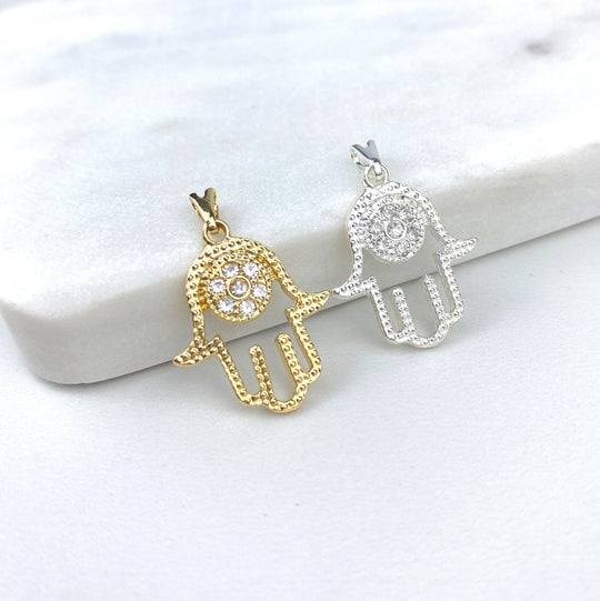 18k Gold Filled or Silver Filled Hamsa Hand Charms