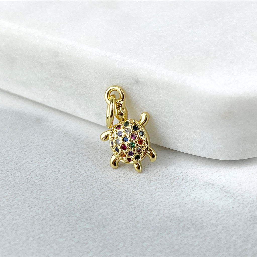 18k Gold Filled Multicolor Turtle or Whale Tail Charms