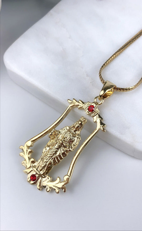 18k Gold Filled Santa Barbara with Red CZ  Pendant