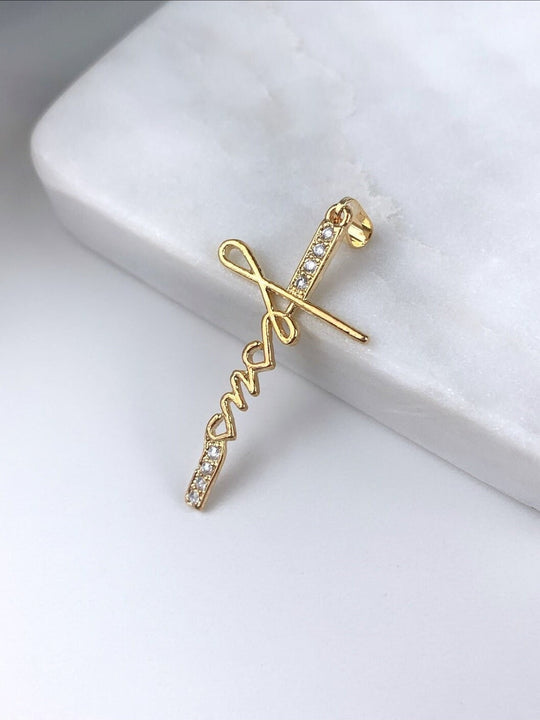 18k Gold Filled Curve Snake Chain Jesus Cross Pendant