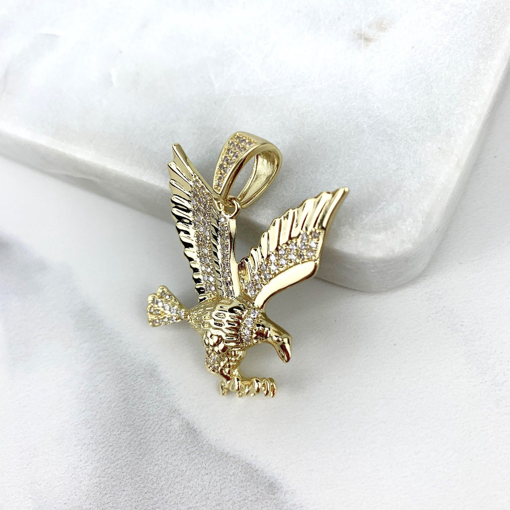 18k Gold Filled and Micro Cubic Zirconia Eagle Pendant