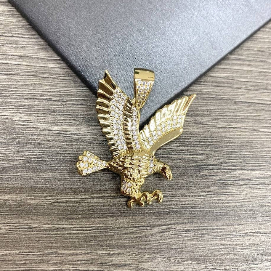 18k Gold Filled and Micro Cubic Zirconia Eagle Pendant