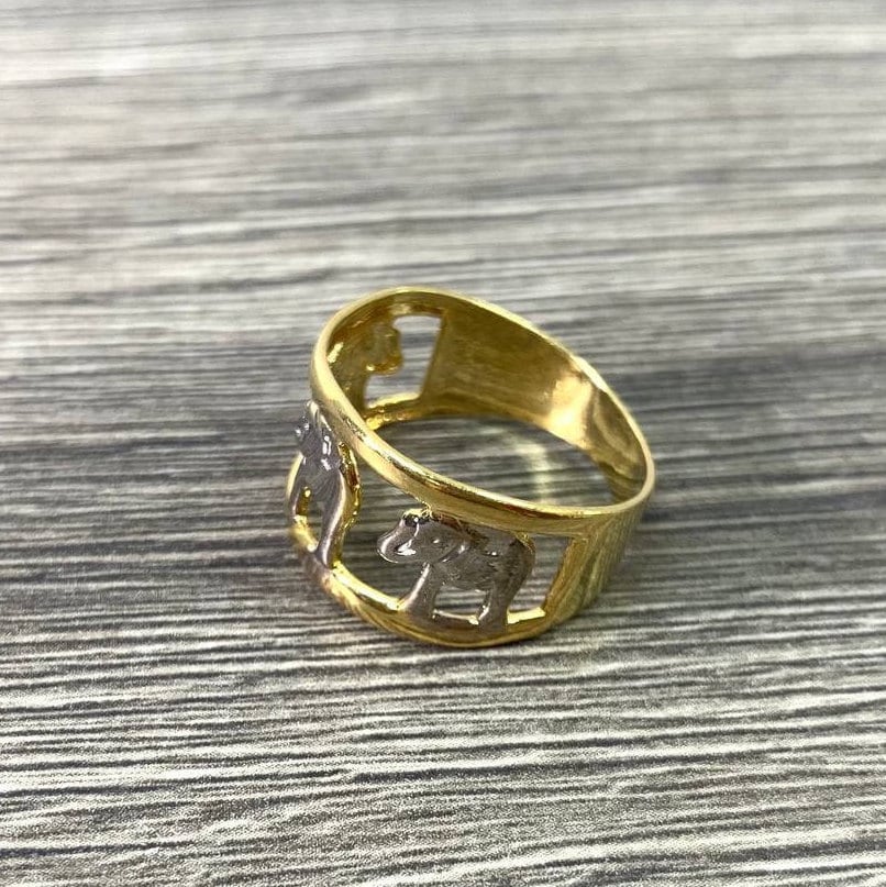 18k Gold Filled Three Tones or Silver Filled Cutout Elephant Ring