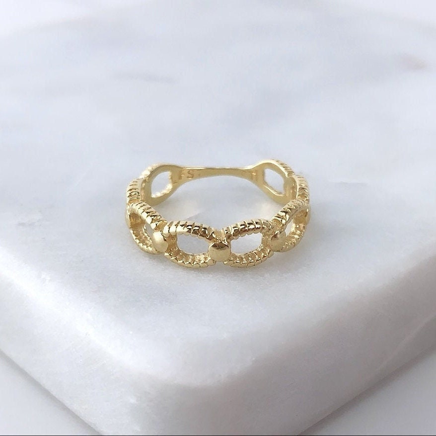 18k Gold Filled Linked Band Chain Ring