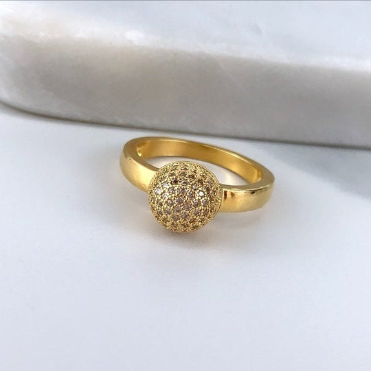 18k Gold Filled Micro Cubic Zirconia Dome Ring