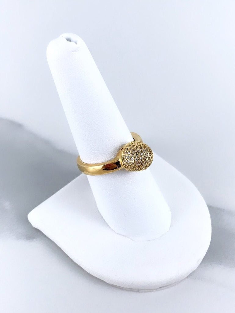 18k Gold Filled Micro Cubic Zirconia Dome Ring